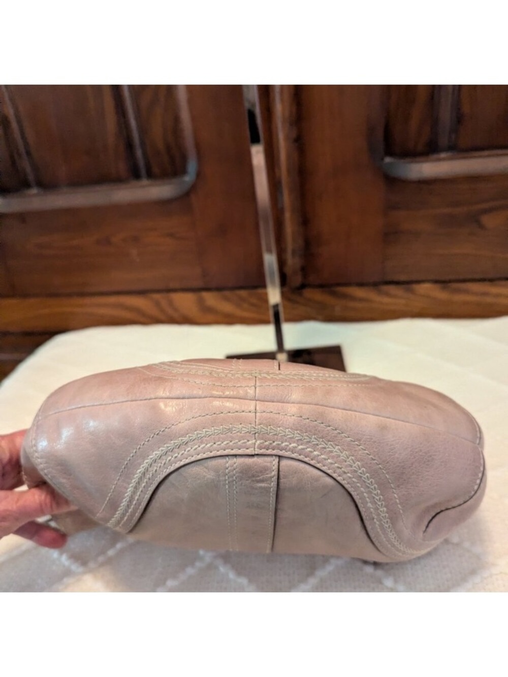 Coach Light Pink Leather Baguette Hobo Sling Bag - Picture 8 of 12